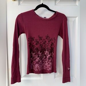 Rusty Maroon Floral Long Sleeve Tee
